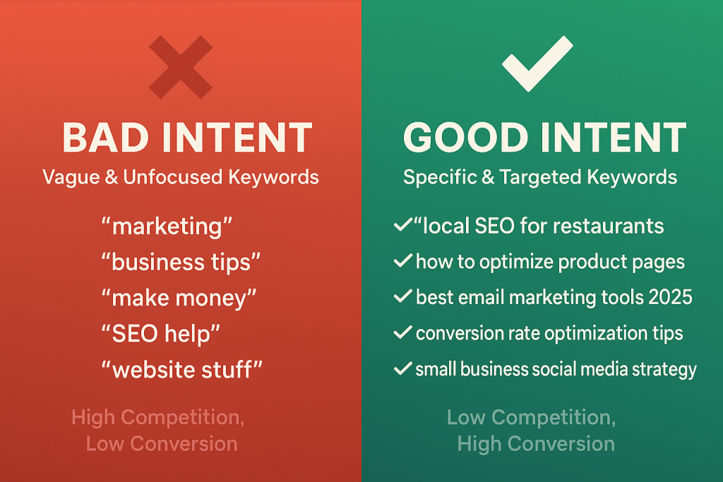 choose keyword according to search intent